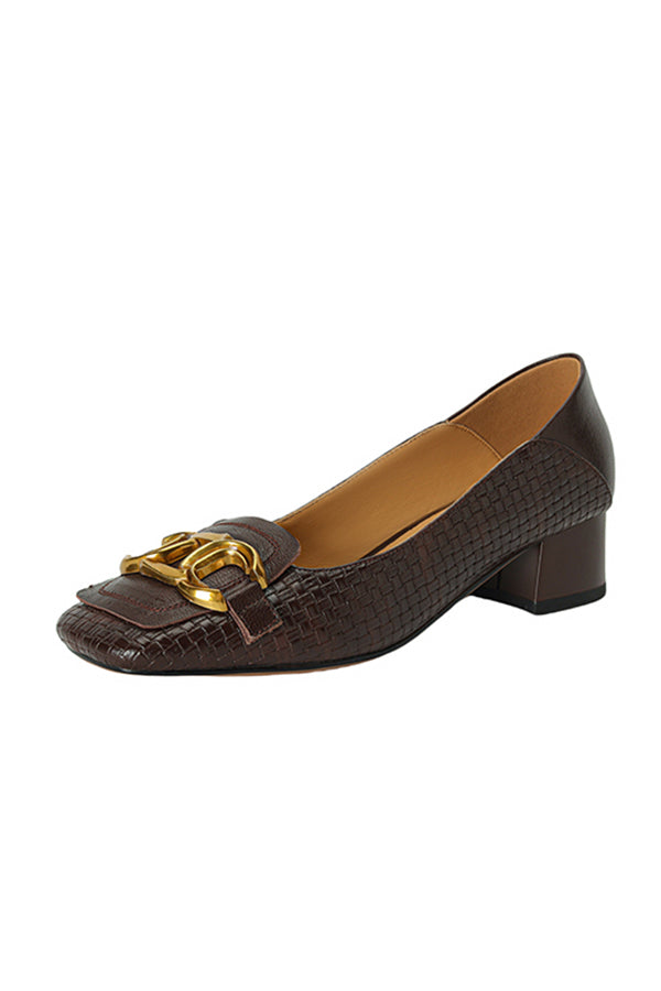 Chic CrocTex Square Toe Low-med Heels