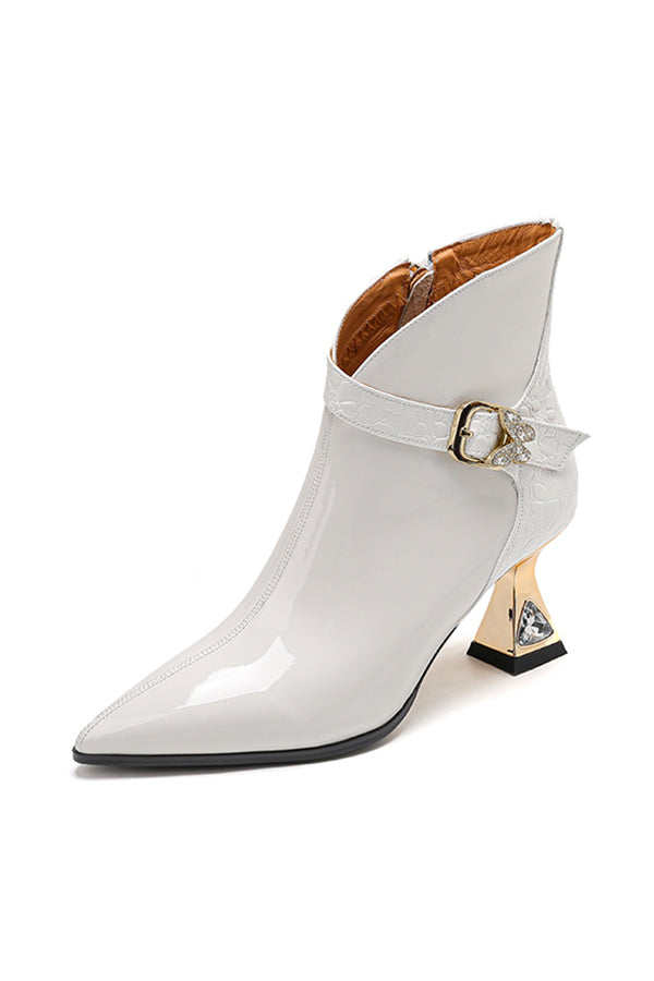 CrocLuxe Pointed Toe Leather Ankle Boots