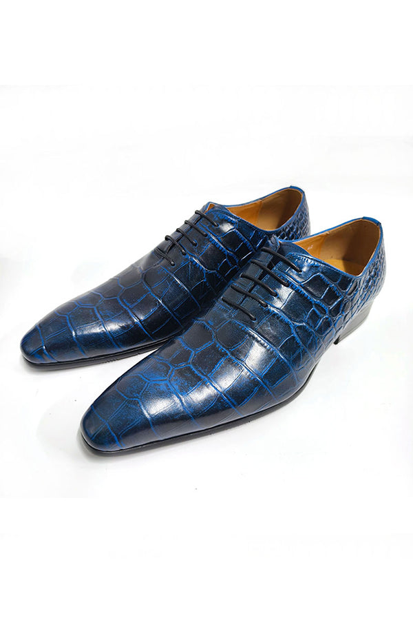 CrocLuxe Crocodile Pattern Pointed Toe Oxford