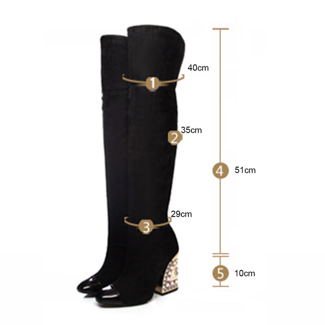 LuxeGold Exotic Pointed Toe Slip-on Knee-High Boots