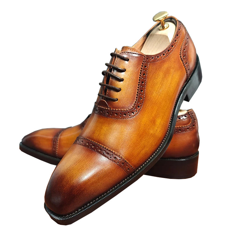 LeatherLux Round-Toe Genuine Elegance Dress Shoes