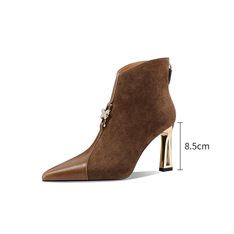 Chic Suede Pointed Toe Zip High Heel Boots