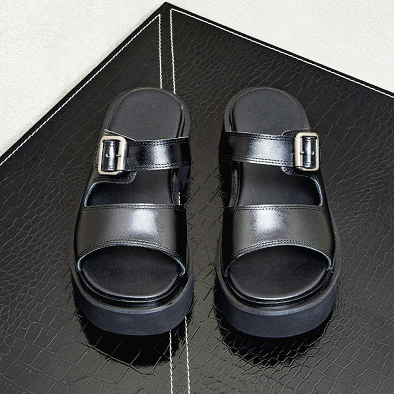 ChicLeather Peep Toe Velcro Sandals