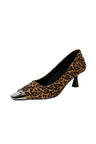 LuxLeather Chic Horsehair Square Toe Pumps