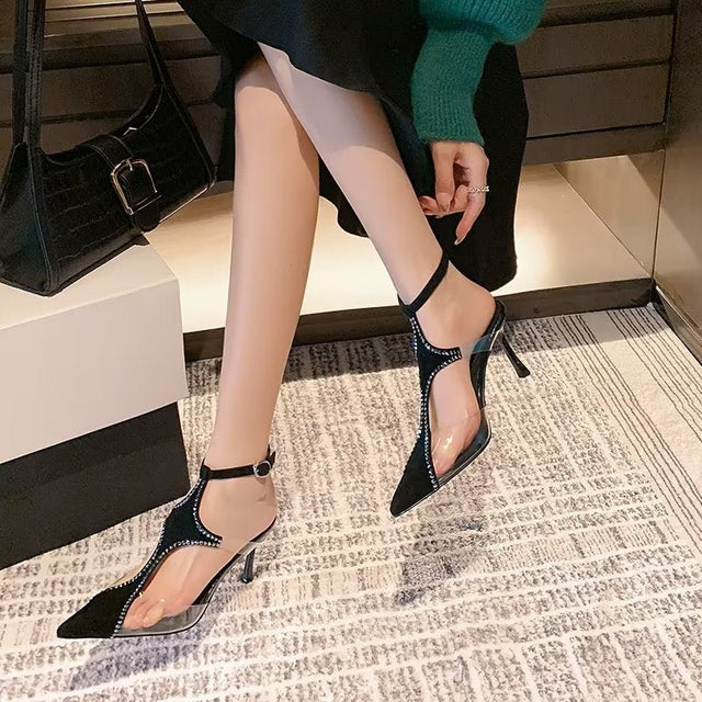 Leather Chic Ankle Strap Statement Heels