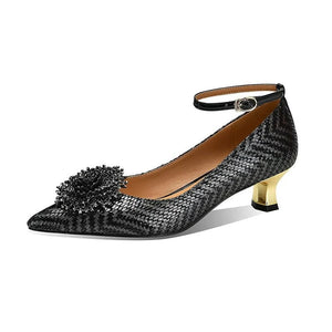 Leather Chic Exotic Pattern Office Lady Heels