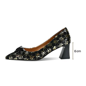 Leather Luxe Exotic Pattern Pointed Heels
