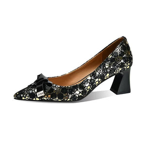 Leather Luxe Exotic Pattern Pointed Heels