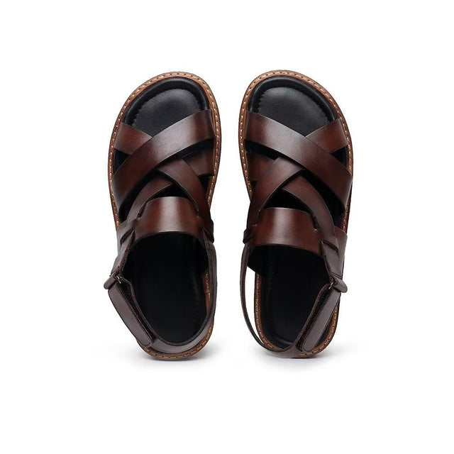 LeatherLux Roman Peep Toe Sandals