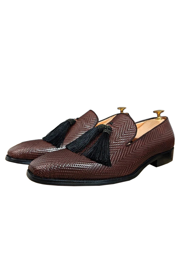 ExoticGator Luxe Tassel Slip-on Dress Shoes