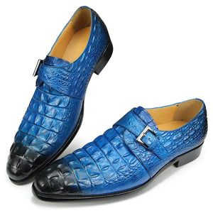 CrocoChic Leather Embossed Monkstrap Dress Shoes