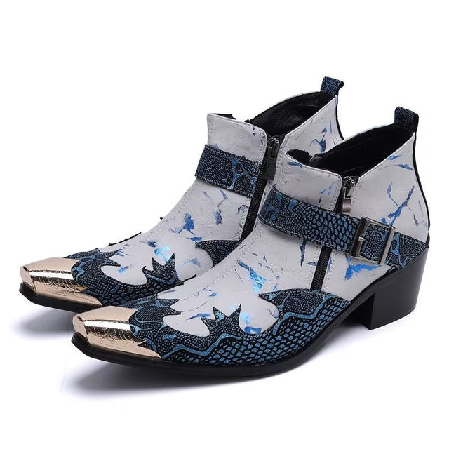 Luxe Exotic Pattern Genuine Leather Dress Boots