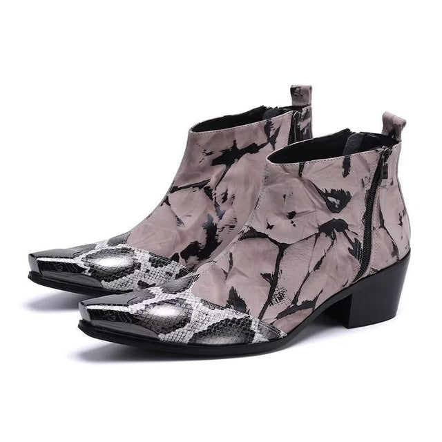 Luxe Exotic Pattern Genuine Leather Dress Boots