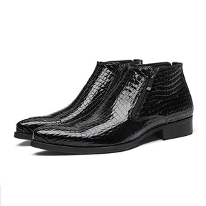 Luxe Serpent Zipper Chelsea Ankle Boots