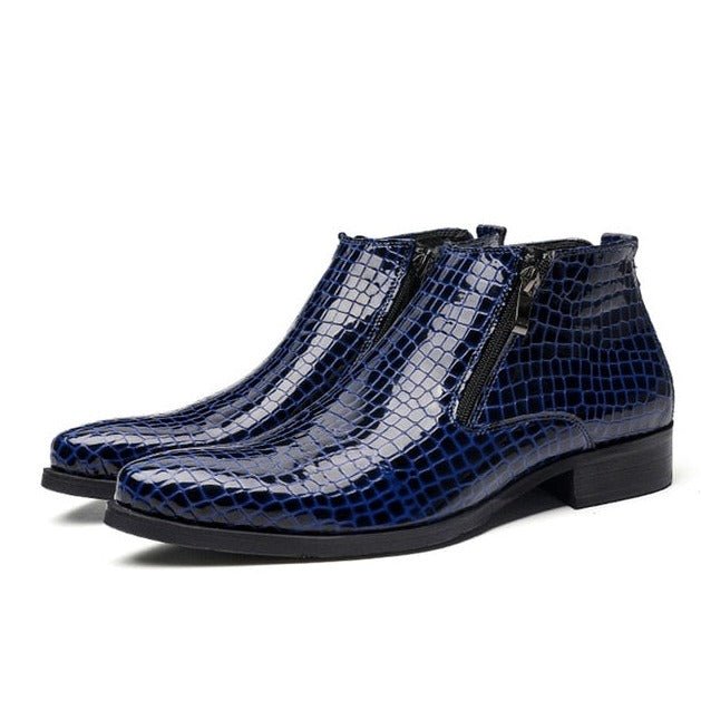Luxe Serpent Zipper Chelsea Ankle Boots