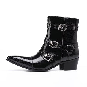 LuxeCroc Pattern Leather Dress Boots