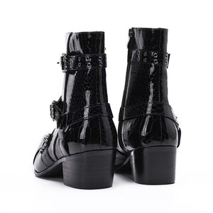 LuxeCroc Pattern Leather Dress Boots