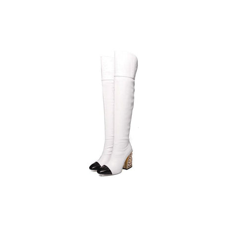 LuxeGold Exotic Pointed Toe Slip-on Knee-High Boots