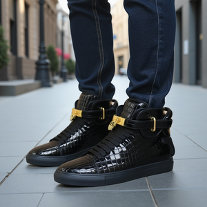 Luxury CrocEmboss High Top Casual Sneakers