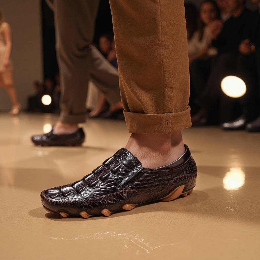 Luxury Alligator Texture Slip-On Oxford Shoes