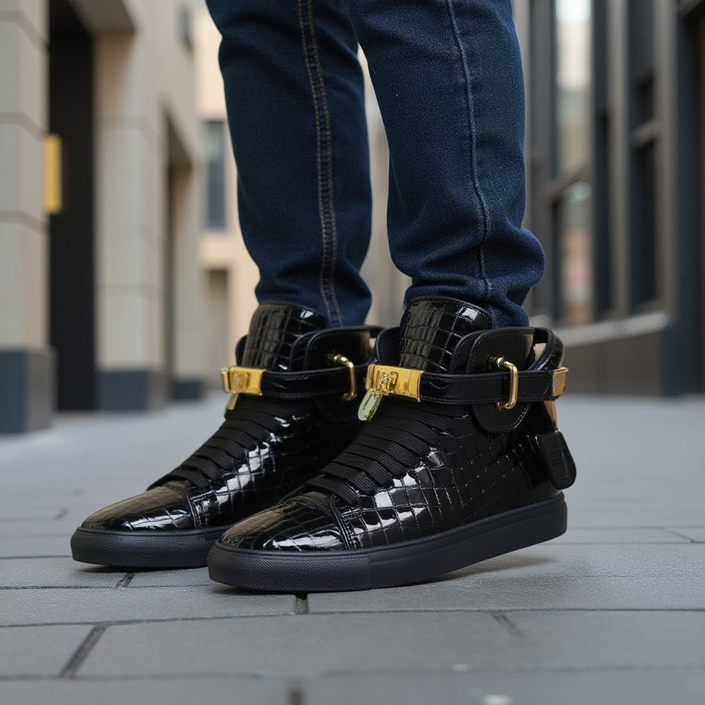 Luxury CrocEmboss High Top Casual Sneakers