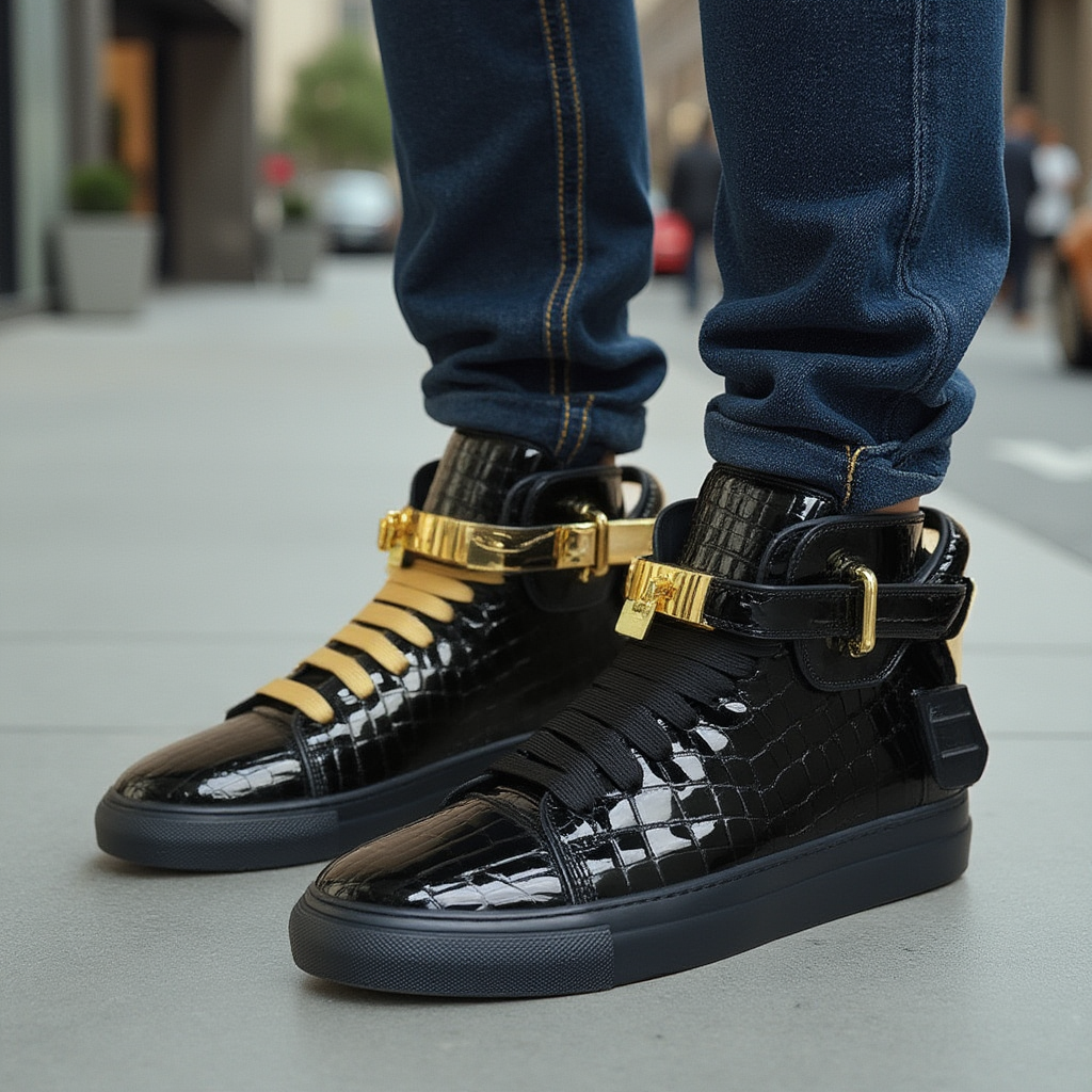 Luxury CrocEmboss High Top Casual Sneakers