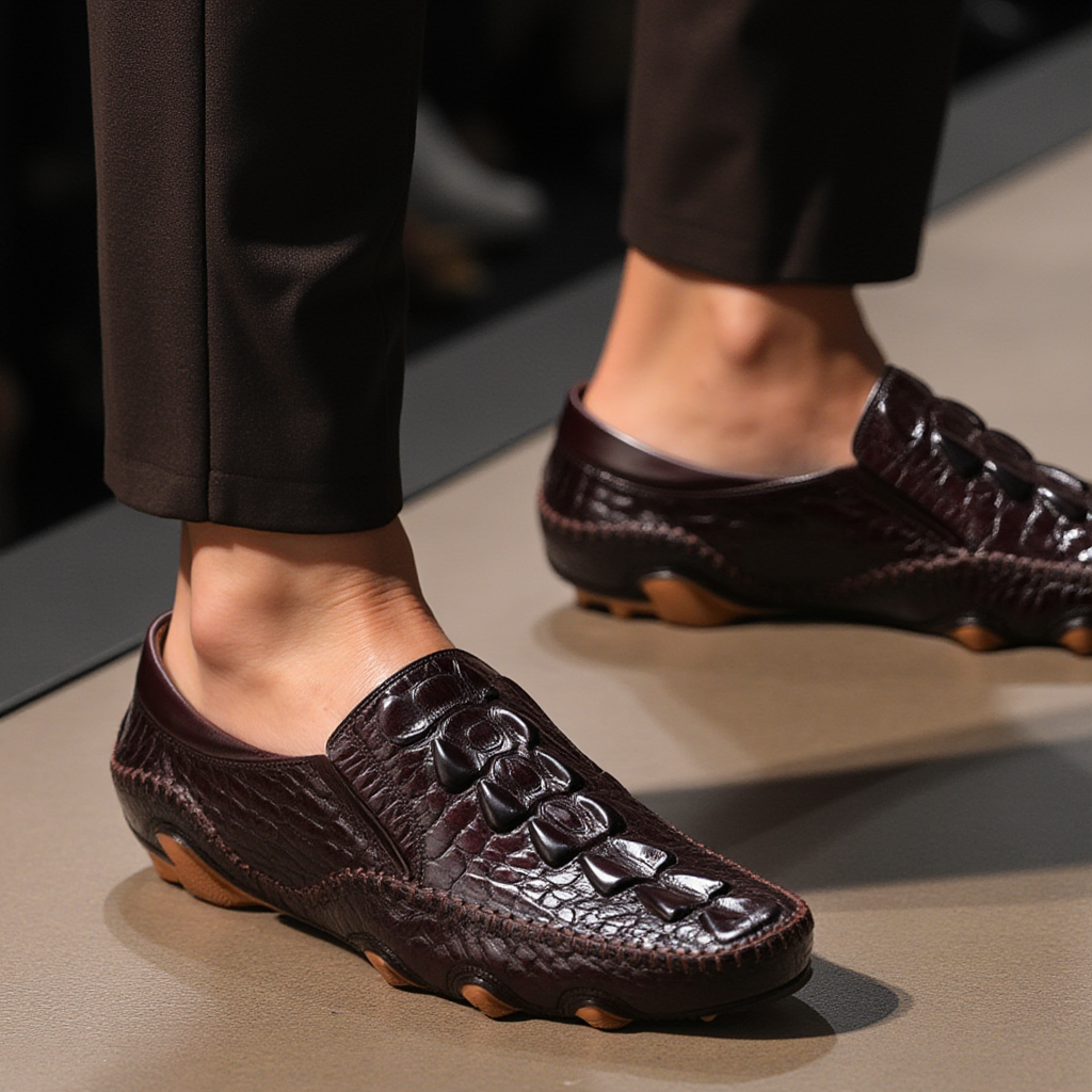 Luxury Alligator Texture Slip-On Oxford Shoes