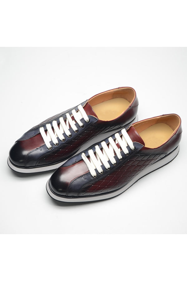 Elegant Cow Leather Lace-Up Business Sneakers