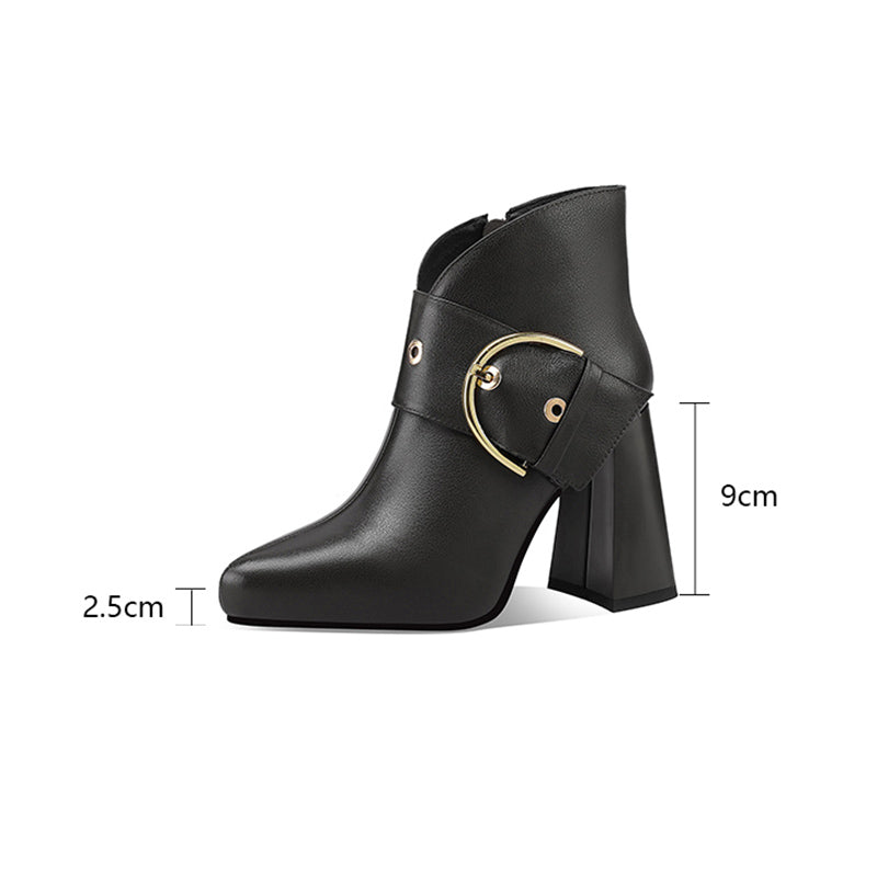 Autumn Elegance Thick Heels Ankle Boots