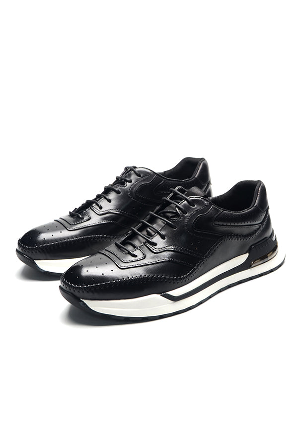 Elegant Leather Lace Up Sport Sneakers