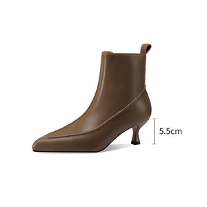 Chic Leather Pointed Toe Zip High Heel Boots