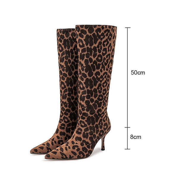 Leopard Audacity Zippered Pointed Boots