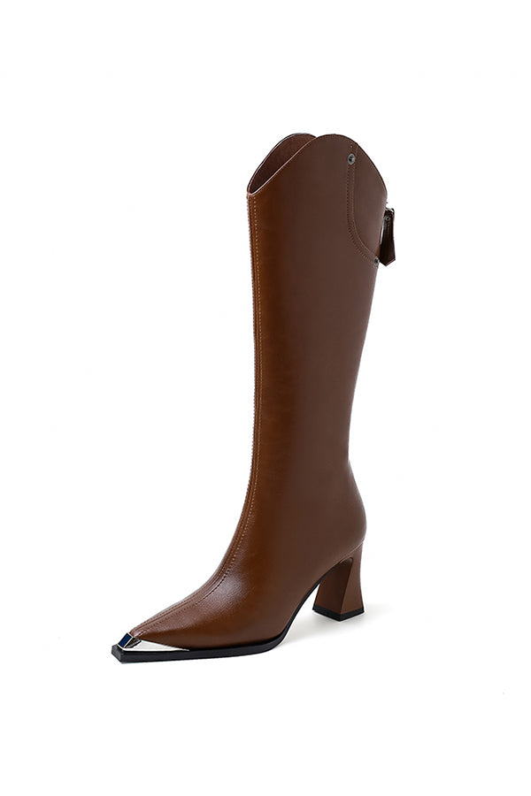 Knightly Elegance Genuine Leather Tall Boots