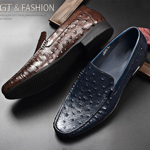 AlliLux Exotic Leather Slip-On Casual Loafers