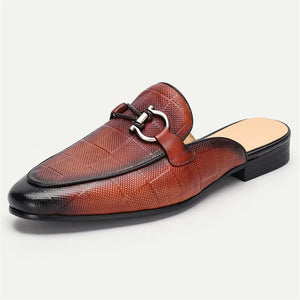 Elegant Embossed Leather Business Slippers