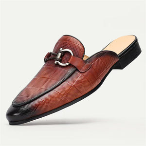 Elegant Embossed Leather Business Slippers