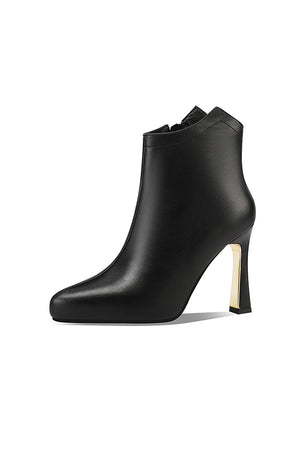 AlliChic Pointed Toe Platform Heel Ankle Boots