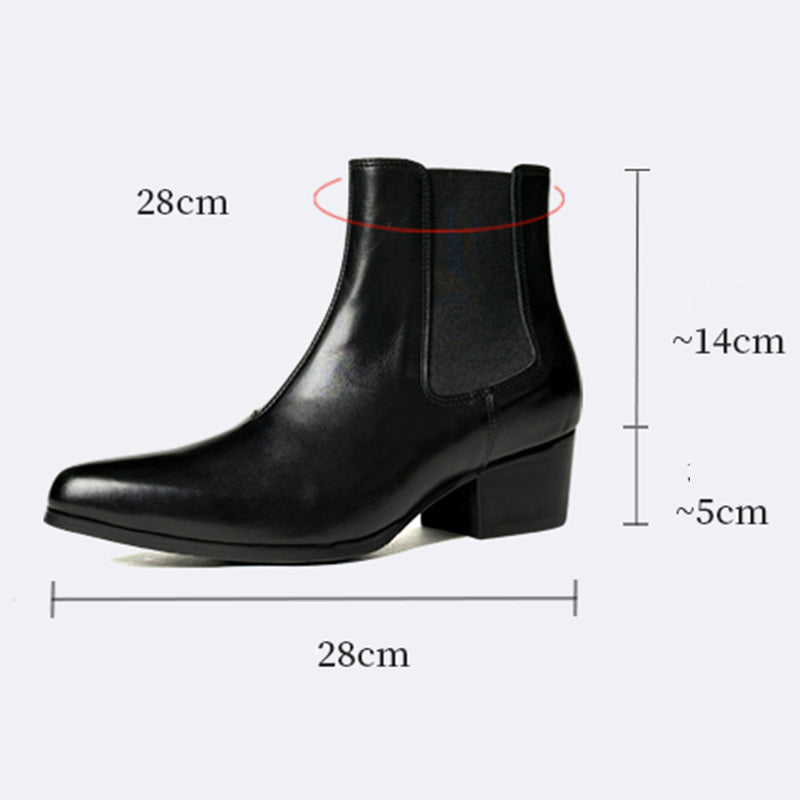 Chic Leather Pointed Toe Chelsea Boots