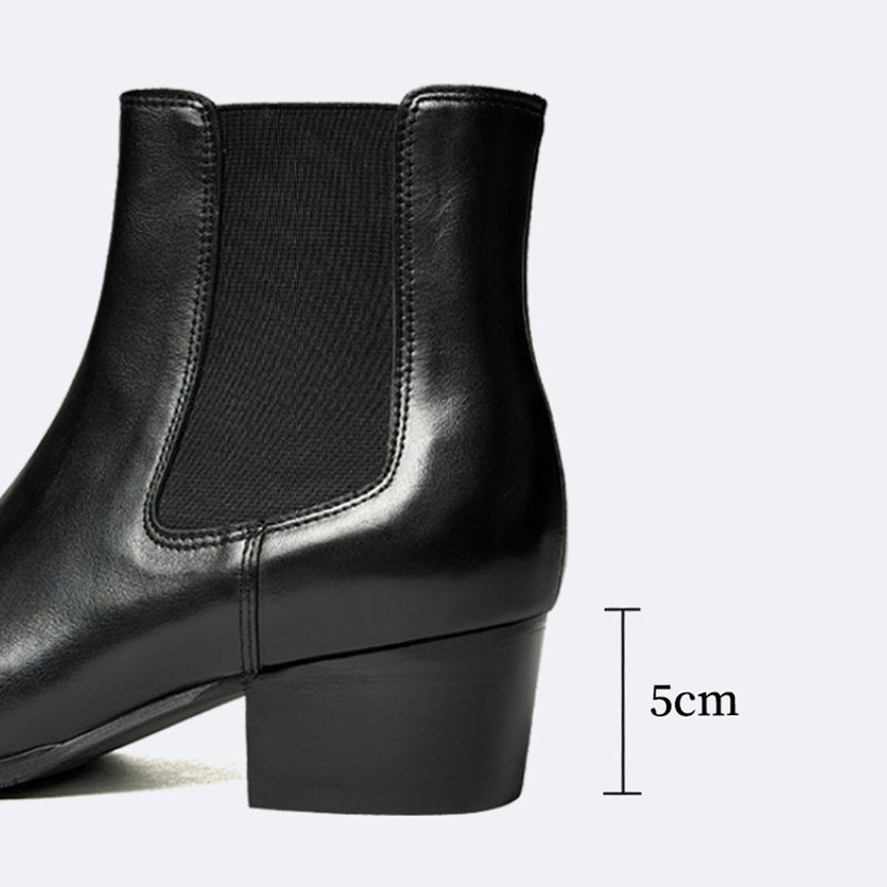 Chic Leather Pointed Toe Chelsea Boots