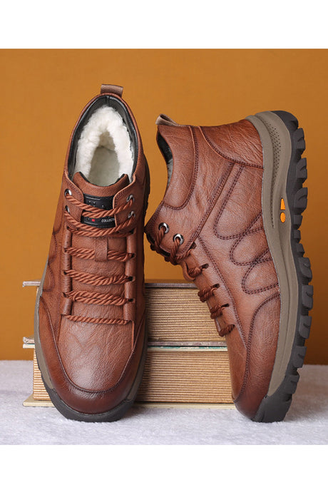 AlliLux Leather Alligator Fur Lace Up Boots