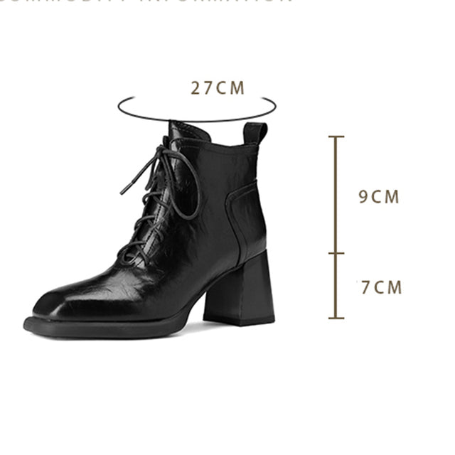 Chic Leather Square Toe Zip High Heel Boots