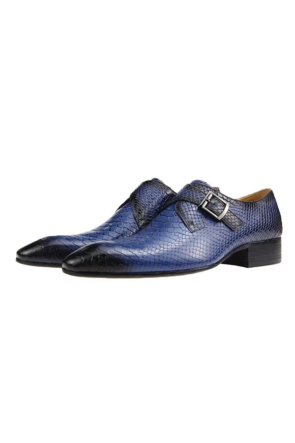 ChicLeather Embossed Monkstrap Dress Shoes