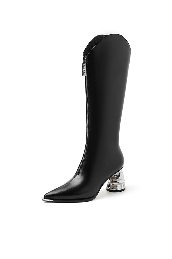 Luxury Leather Pointed Toe Tall Boots