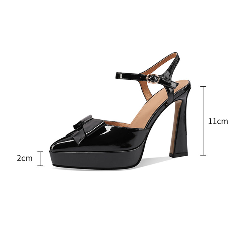 LuxeLeather Chic Buckle Strap Platform Heel Pumps