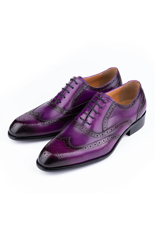 Elegant Carved British Leather Wedding Shoes