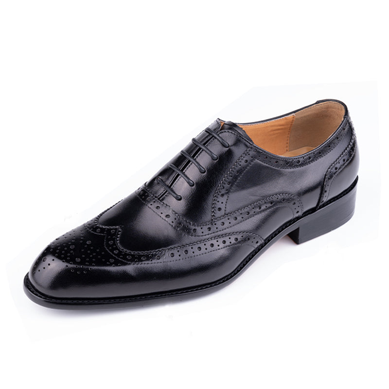 Elegant Carved British Leather Wedding Shoes