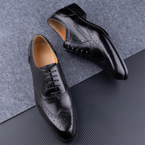 Elegant Carved British Leather Wedding Shoes