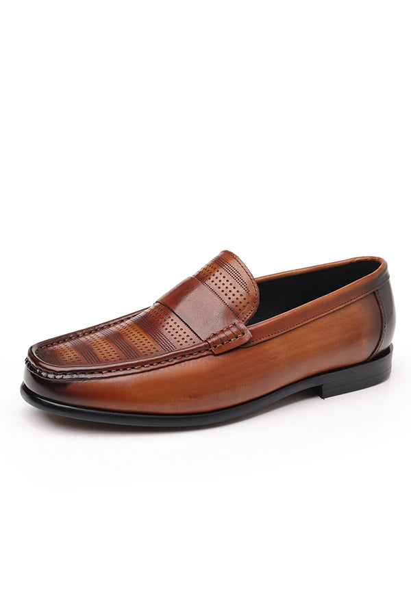 LuxLeather Elegant Genuine Leather Slip On Loafers