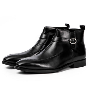 LuxeZip Exotic Leather Round Toe Ankle Boots
