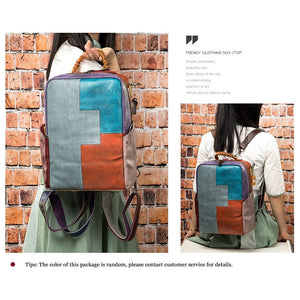 Luxury Exotic Patchwork Leather Laptop Backpack